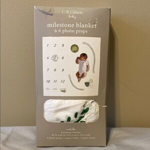 Gibson Baby Milestone Blanket with Green Accents